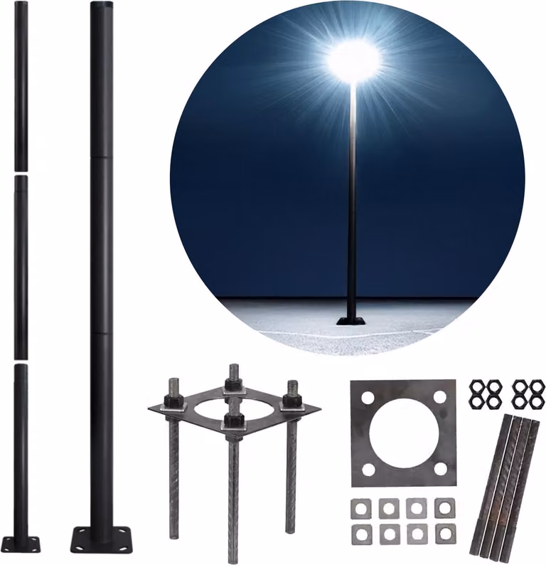 Palo di illuminazione pieghevole in acciaio da 3 m, Ø 60 mm