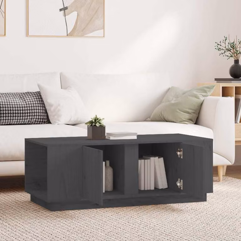Maison Exclusive - Tavolino grigio 110x50x40 cm in legno massello di pino