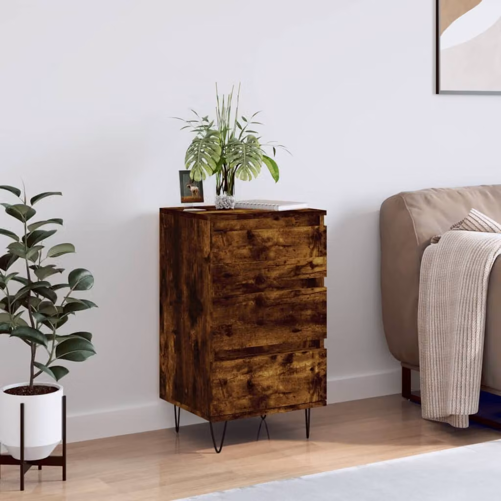Credenza moderna vidaXL in legno multistrato color rovere fumo, L: 40 cm, P: 35 cm, H: 70 cm