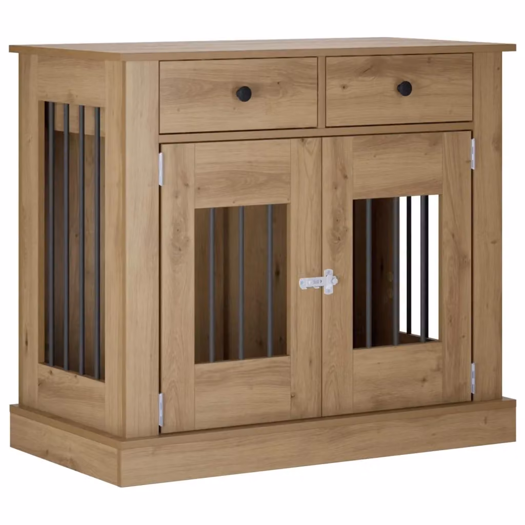 Mobile da cassa per cani vidaXL in legno e metallo marrone, L 90 x P 47,5 x H 80 cm – 2