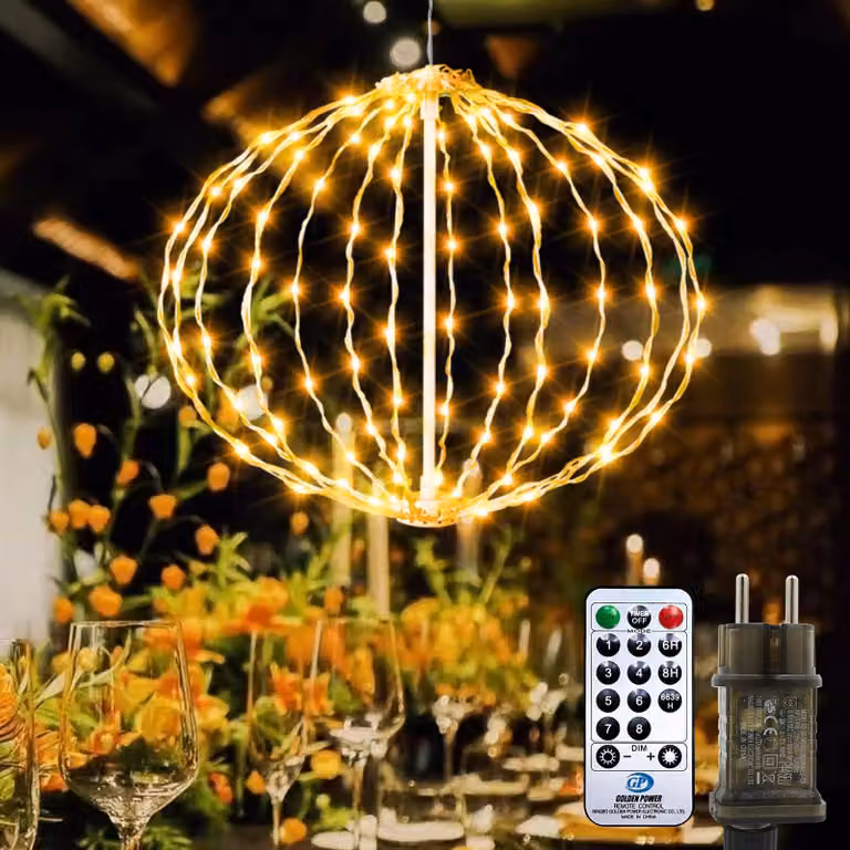 Sfera luminosa a LED, diametro 30 cm, 124 LED, luce bianco caldo, dimmerabile, grado di protezione IP44