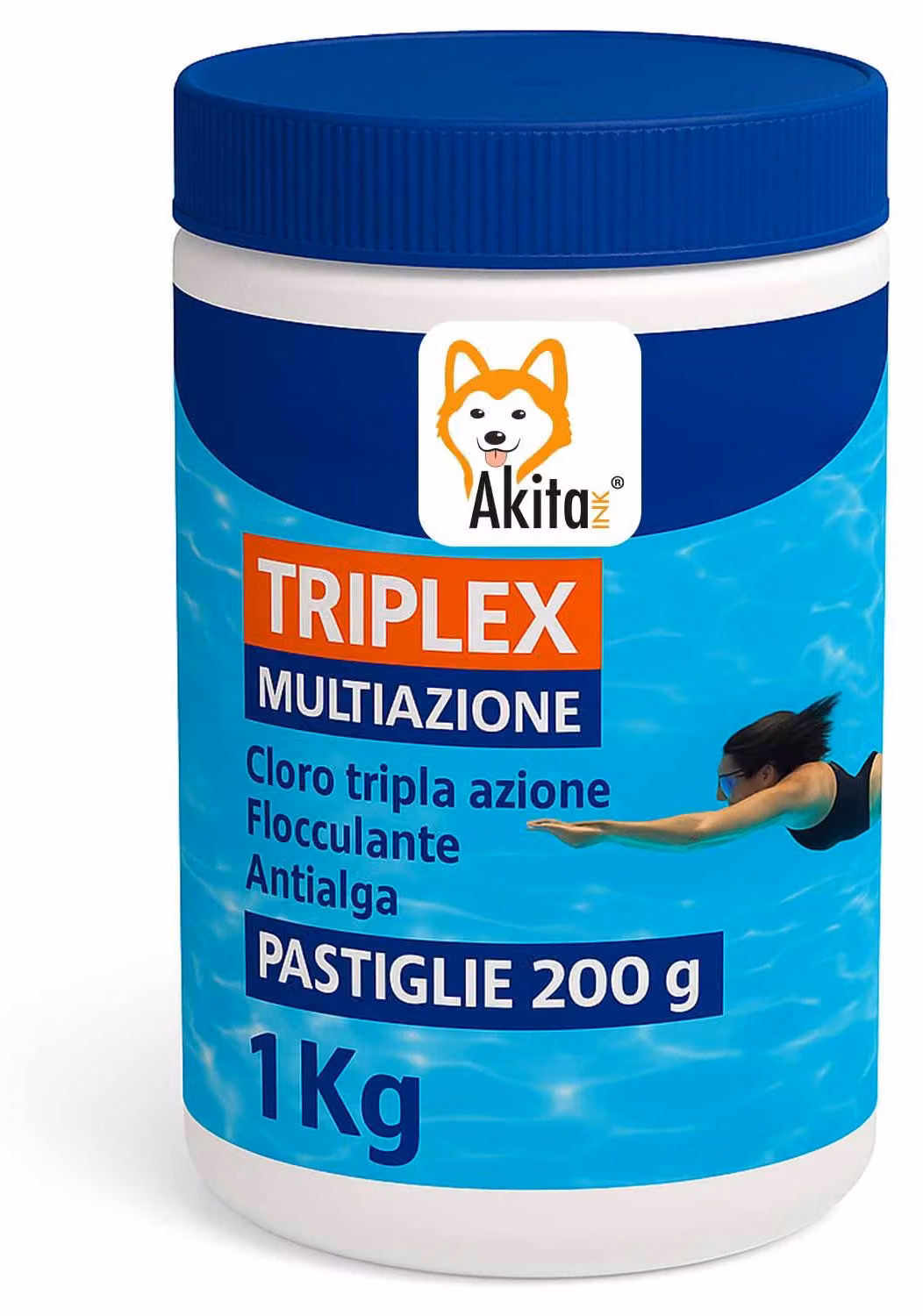 Akitaink Triplex Cloro 3 in 1 Piscina 1 kg Pastiglie 200g