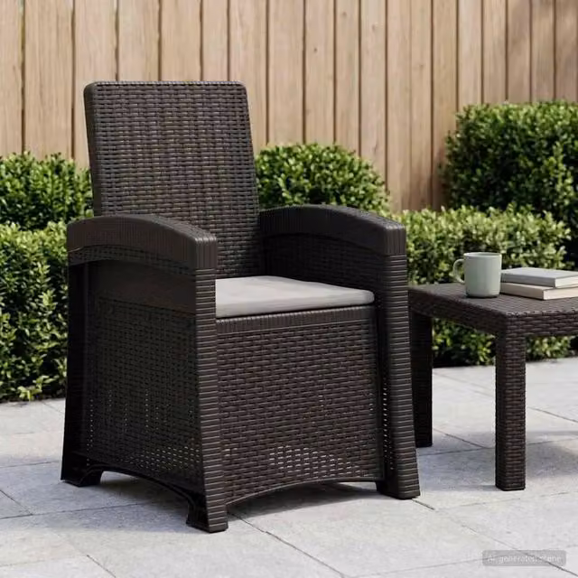 Sedia da giardino reclinabile vidaXL effetto rattan in plastica resistente alle intemperie colore grigio antracite – 1