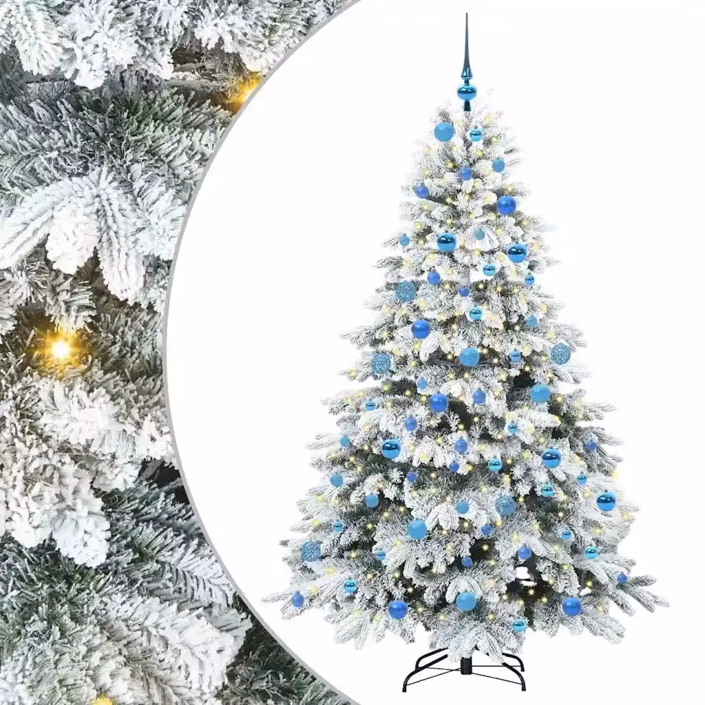 Albero di Natale artificiale moderno VIDAXL bianco con 300 LED luce bianca calda in PE e PVC, Altezza: 180 cm – 2