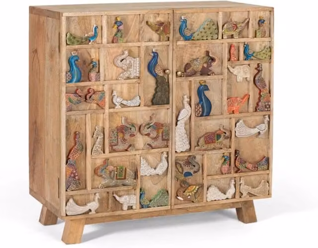 Cassettiera realizzata in legno di mango naturale