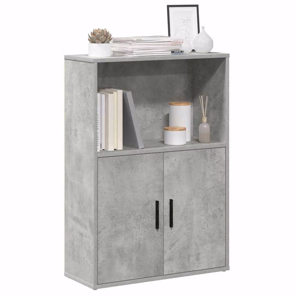 Libreria moderna vidaXL in legno multistrato e MDF, colore grigio, L: 60 cm, P: 24 cm, H: 85 cm