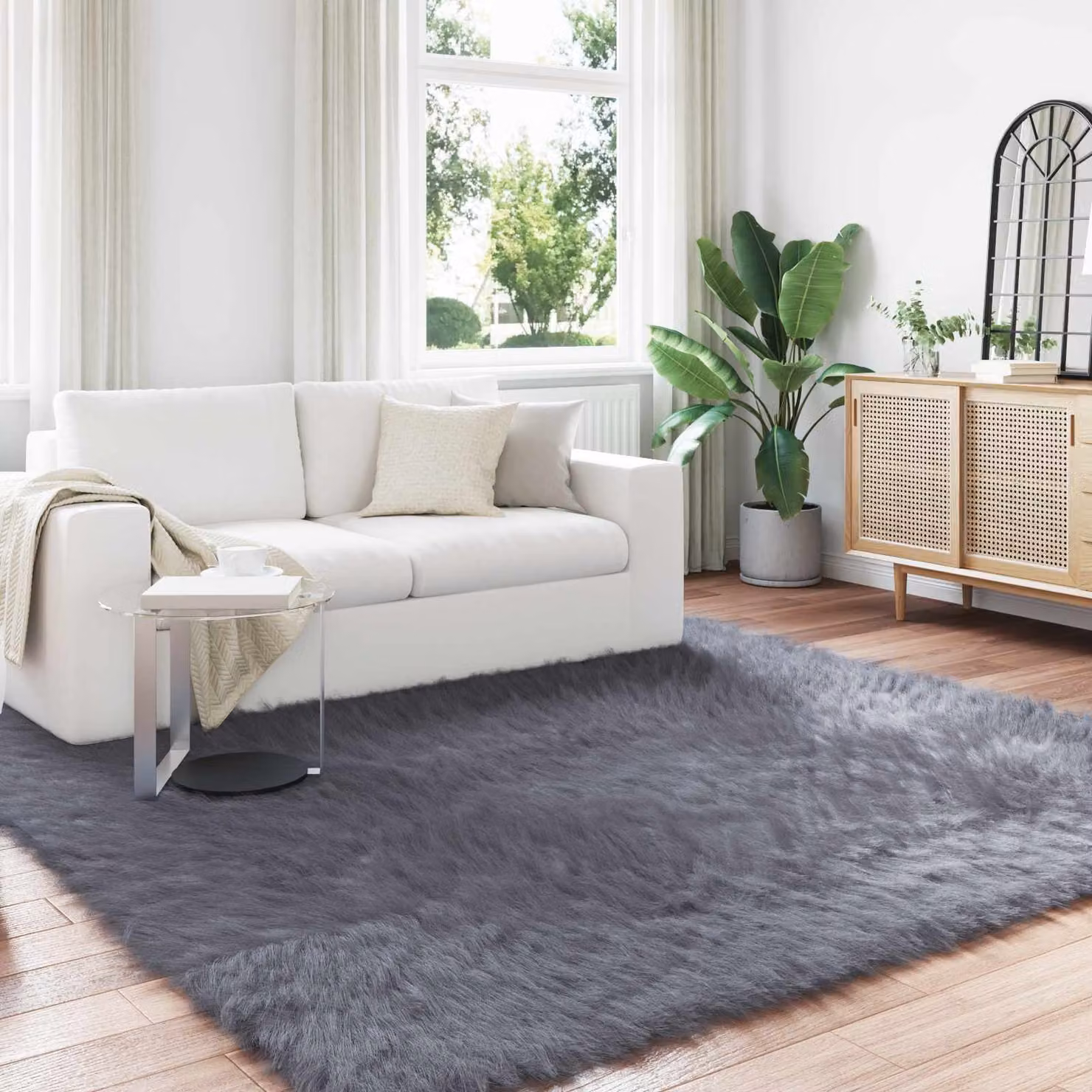 Tappeto moderno vidaXL in poliestere color antracite 200 x 200 cm