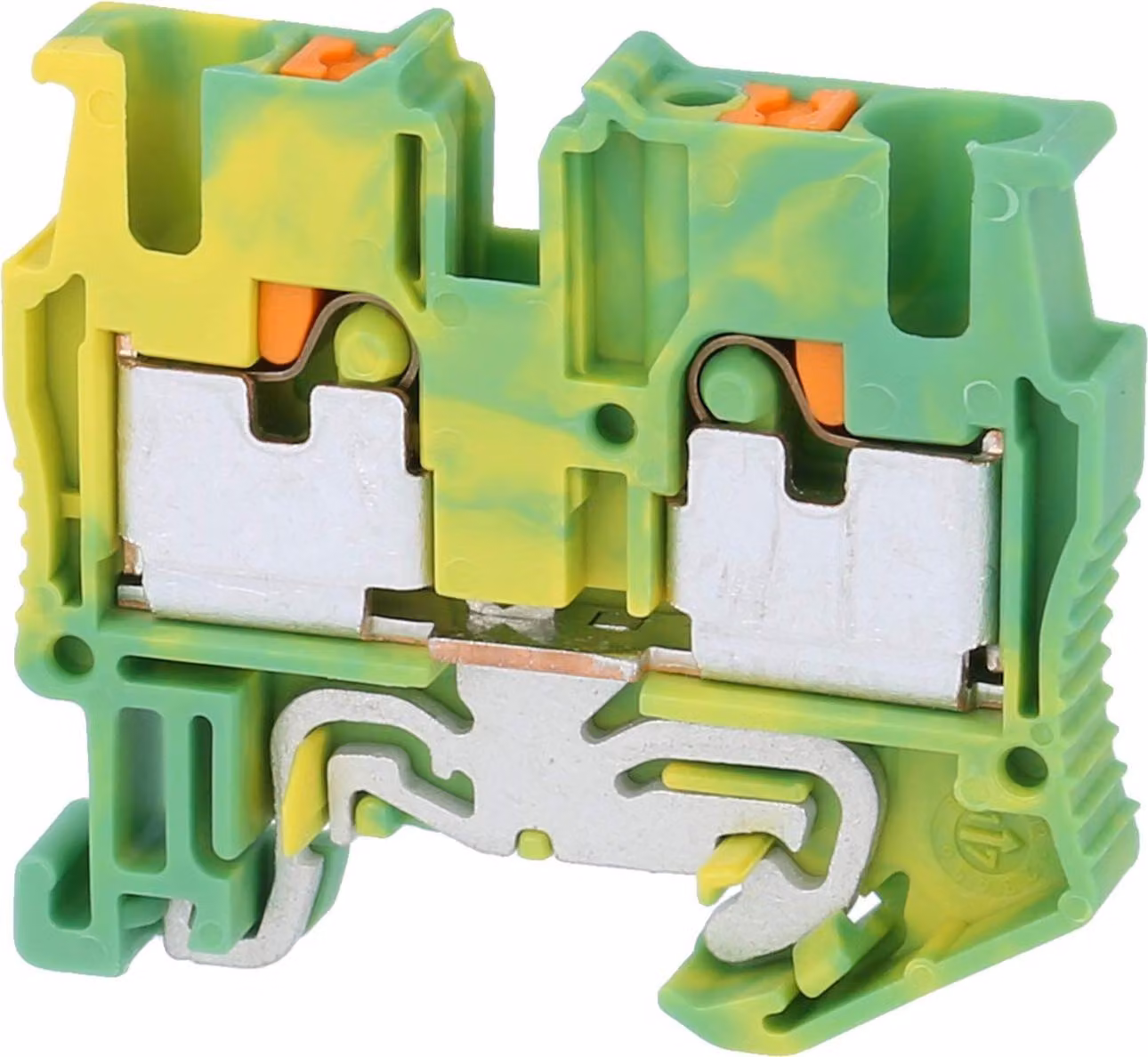 "Mini morsetto per conduttore di protezione, tipo di collegamento a innesto, sezione: 0,14–4 mm² (AWG: 26–12), larghezza: 5,2 mm, altezza: 32,1 mm, colore: verde-giallo, tipo di montaggio: NS 15"