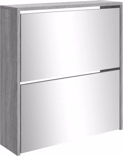 Scarpiera mobiletto portascarpe mobile per ingresso/corridoio/soggiorno con specchio 2 ripiani rovere Sonoma 63 x 17 x 67 cm grigio 02_0021881