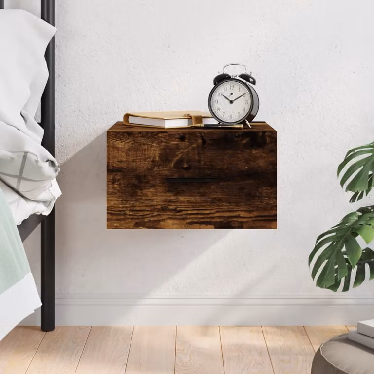 Comodino a muro vidaXL in rovere fumo marrone L 35 cm, P 35 cm, H 20 cm