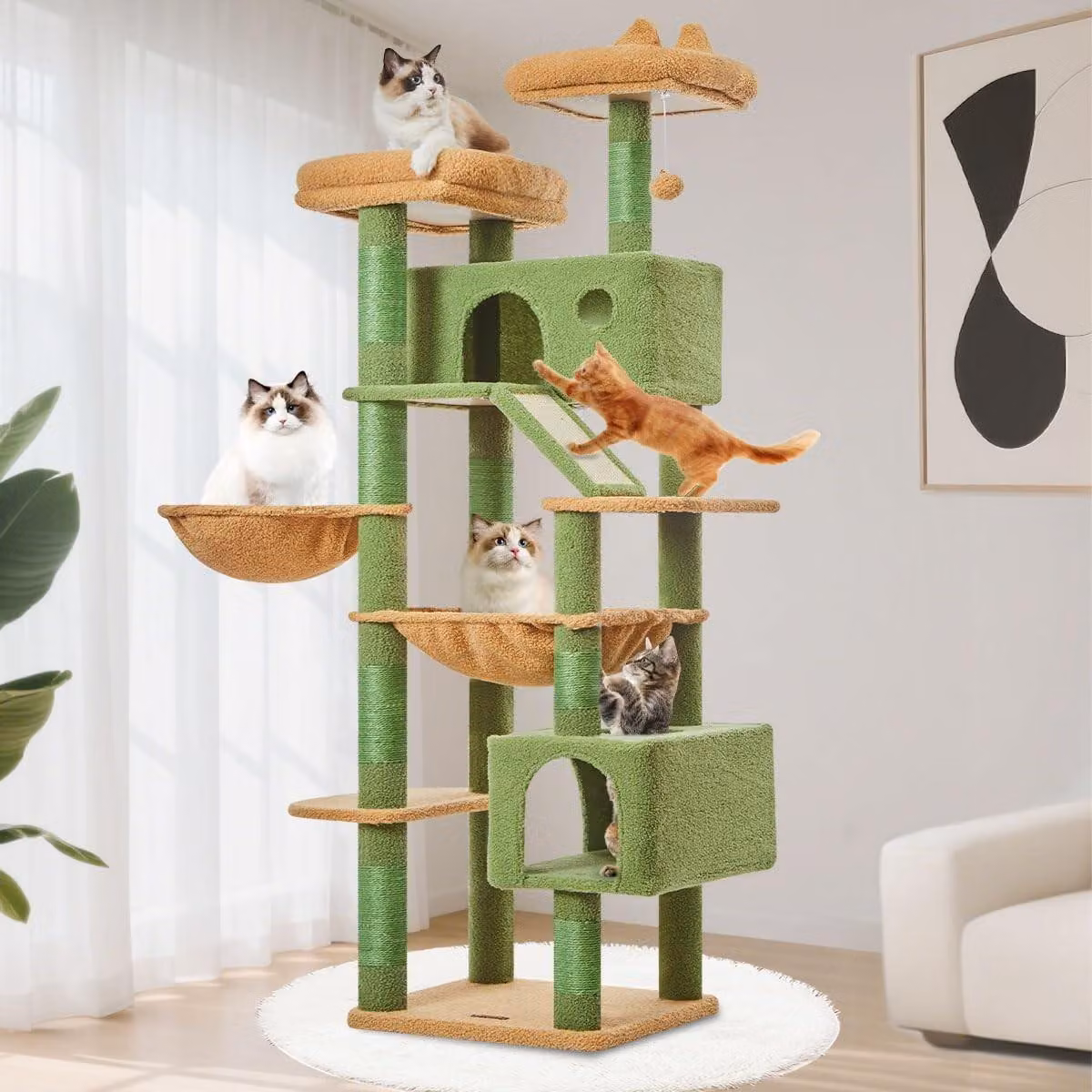 Albero per gatti di grandi dimensioni, con diverse piattaforme di riposo e tiragraffi