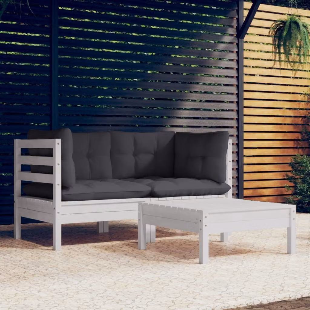 Maison Exclusive - Set Divani da Giardino 3 pz con Cuscini Antracite Legno di Pino
