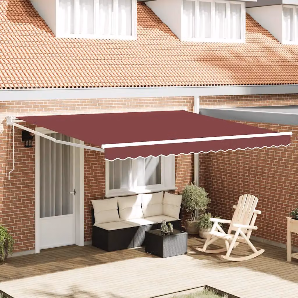 Tenda da Sole Retrattile Automatica con Motore vidaXL, Colore Bordò, L 400 x P 300 cm