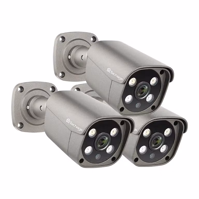 telecamera di sorveglianza per esterni 4K 8MP/5MP, rilevamento del movimento AI, audio bidirezionale, 3 pz. telecamera 5MP36mm