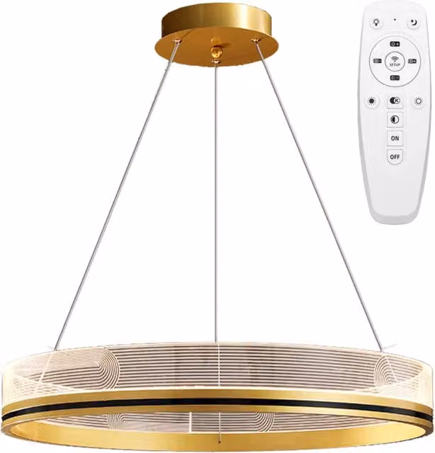 Lampada a sospensione Toolight App1190-cp in metallo oro/ottone, design moderno ad anello, diametro 60 cm