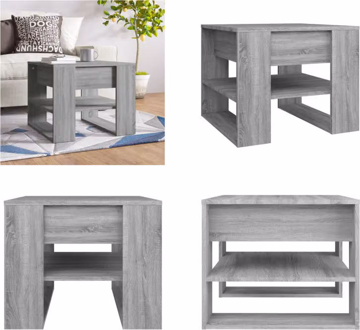vidaXL Tavolino Grey Sonoma 55,5x55x45 cm Materiale a base di legno - Tavolino - Tavoli da caffè - Tavolo da soggiorno - Tavolo da divano