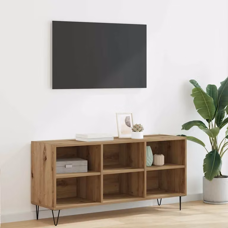 Mobile TV vidaXL moderno in legno e metallo marrone L/P/H: 103,5 x 30 x 50 cm
