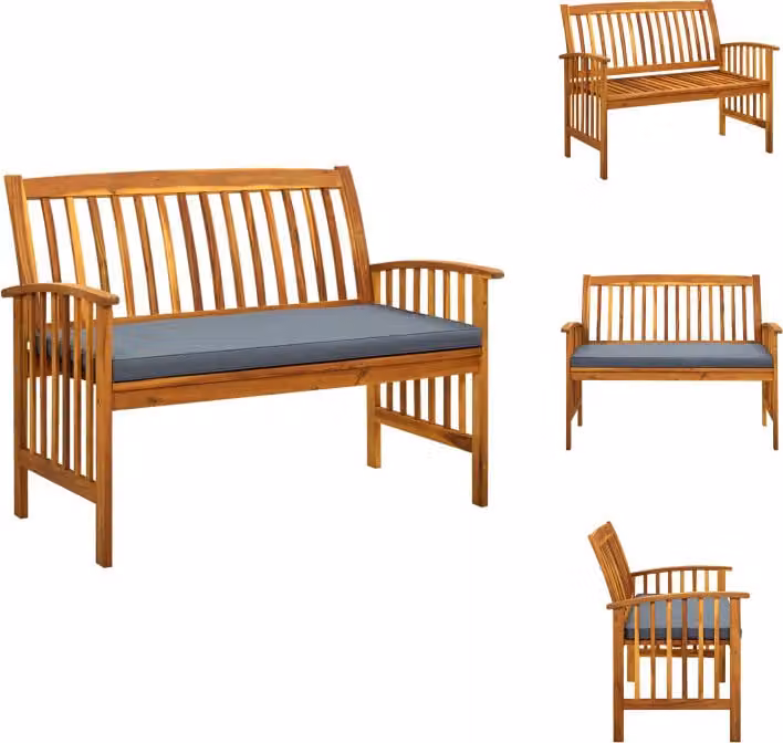 vidaXL Panca da giardino con cuscino 119 cm in legno massiccio di acacia - Panche da giardino