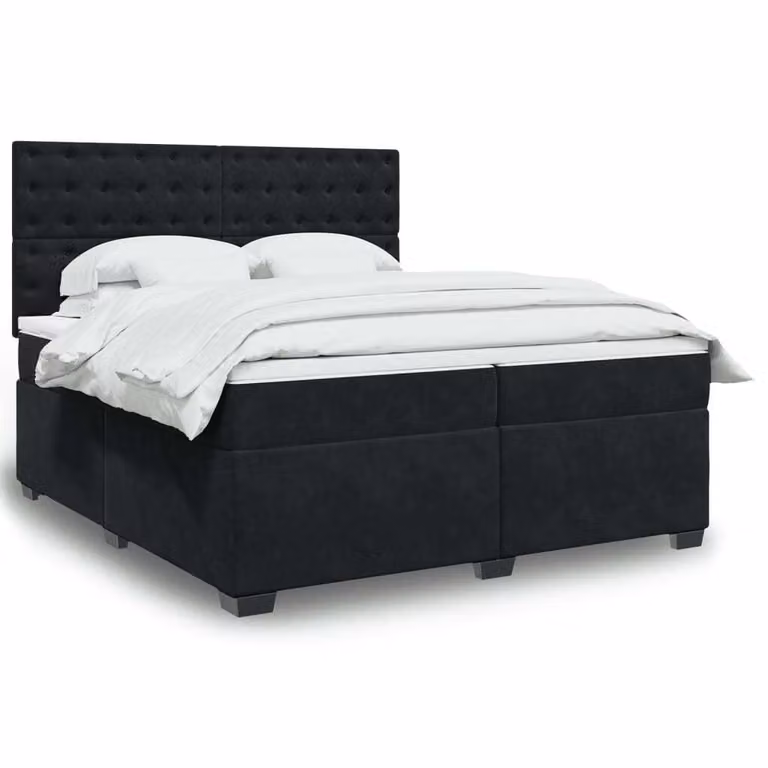 Maison Exclusive - Giroletto a Molle con Materasso Nero 200x200 cm in Velluto