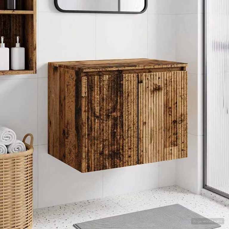Mobiletto da bagno a muro vidaXL in legno marrone antico L: 62,5 cm, P: 44,5 cm, H: 50 cm