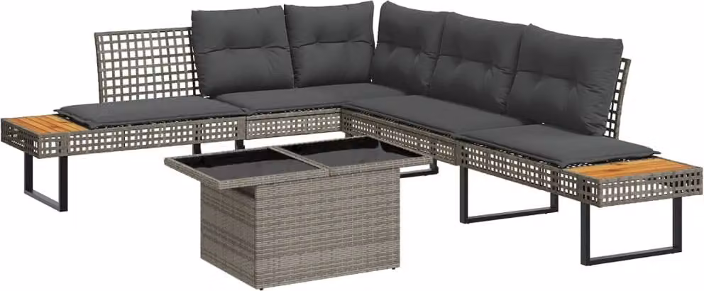 Maison Exclusive - Set Divani da Giardino 2 pz con Cuscini Grigio Polyrattan Vetro