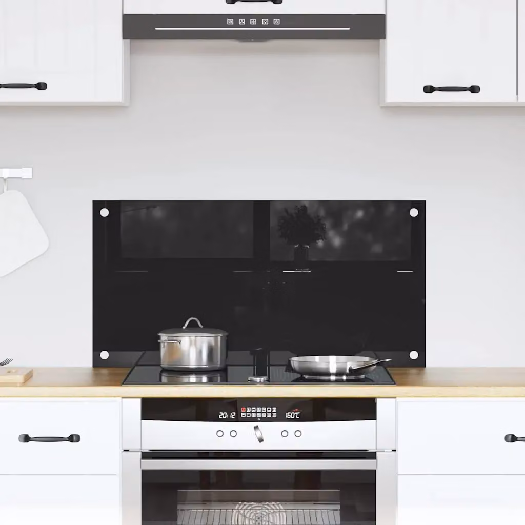 Schienale da cucina vidaXL in vetro temperato Nero L: 80 cm, H: 40 cm