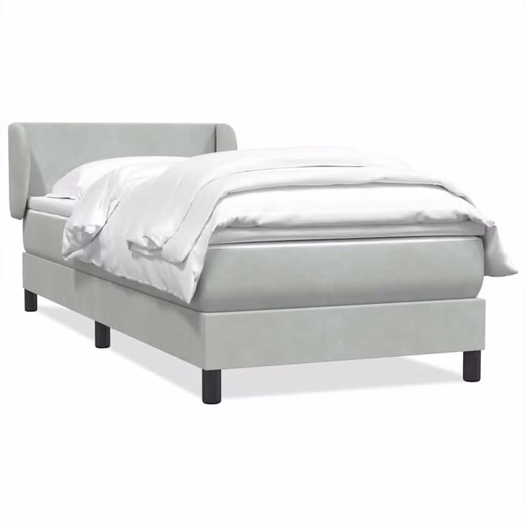 vidaXL Giroletto a Molle Ibrido con Materasso in Velluto Grigio e Bianco, Struttura in Legno di Larice e Metallo, L/P/H: 80 x 223 x 88 cm