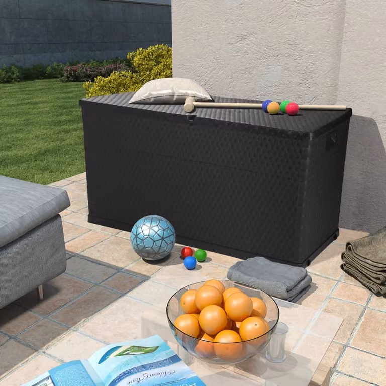 Baule da Giardino Antracite 120x56x63 cm in Rattan PP