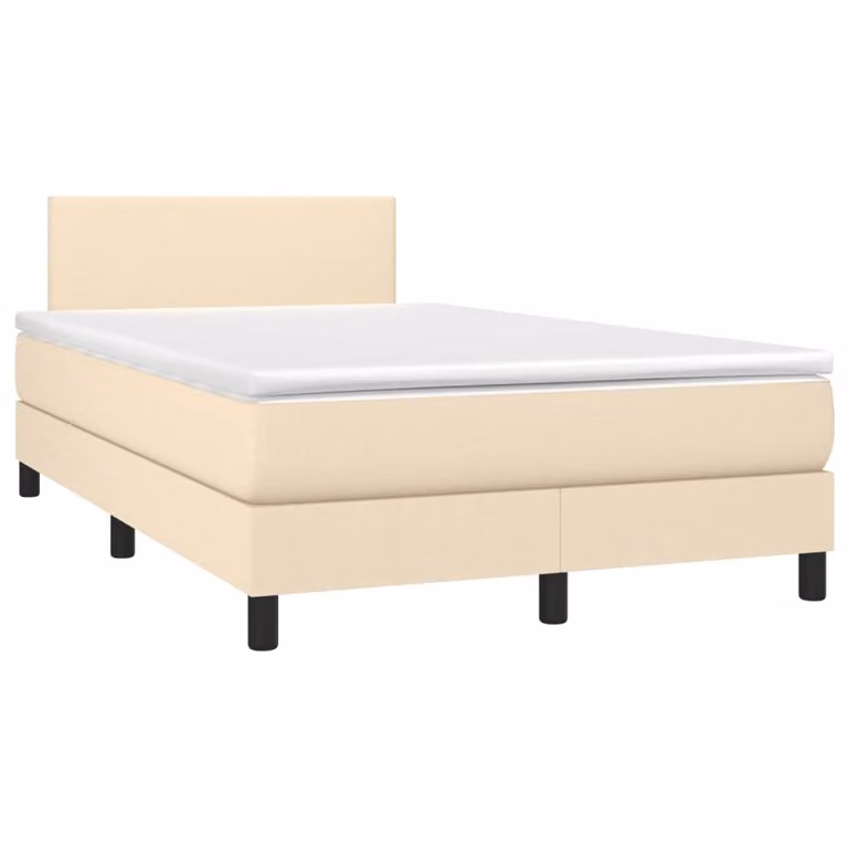 Maison Exclusive - Letto a Molle con Materasso e LED Crema 120x190 cm in Tessuto