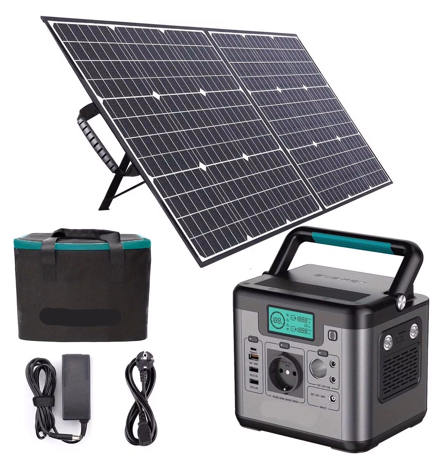 Centralina di alimentazione portatile - Generatore portatile - Batteria esterna - Alimentazione di emergenza - Energia solare - Capacità: 518 Wh