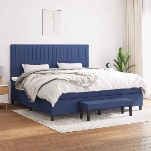 Letto Ibrido con Giroletto a Molle e Materasso vidaXL, Blu e Bianco, L/P/H: 200 x 200 x 203 cm