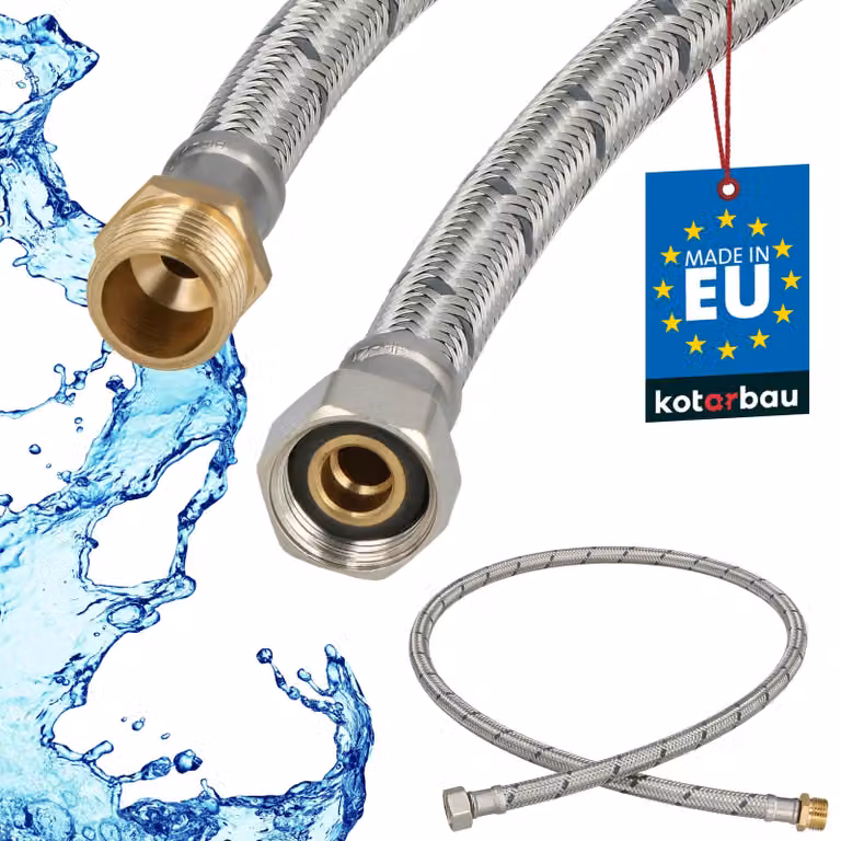 KOTARBAU® Tubo Flessibile per Rubinetto 3/8" x 3/8" Rinforzato 100cm Tubo Flessibile Rubinetto Cucina Maschio x Femmina Acciaio Inox