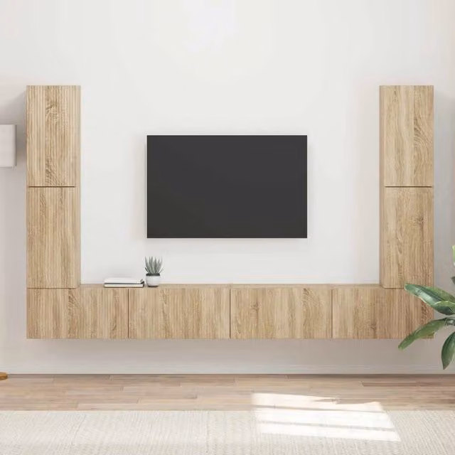 Set mobile TV 8 pz-Credenza per TV Rovere Sonoma Legno multistrato