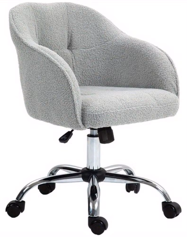 Sedia da ufficio - Sedia ergonomica - Sedia girevole - Sedia da ufficio regolabile - Funzione oscillante - Rivestimento in tessuto tipo "teddy"