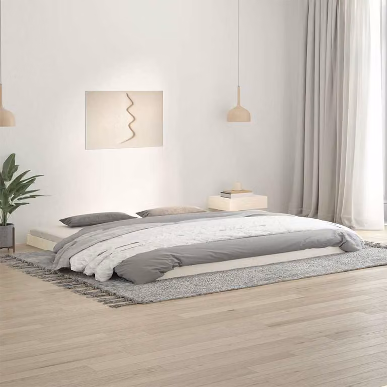 vidaXL Giroletto in legno di pino massello bianco con doghe fisse L/P: 200 x 200 cm