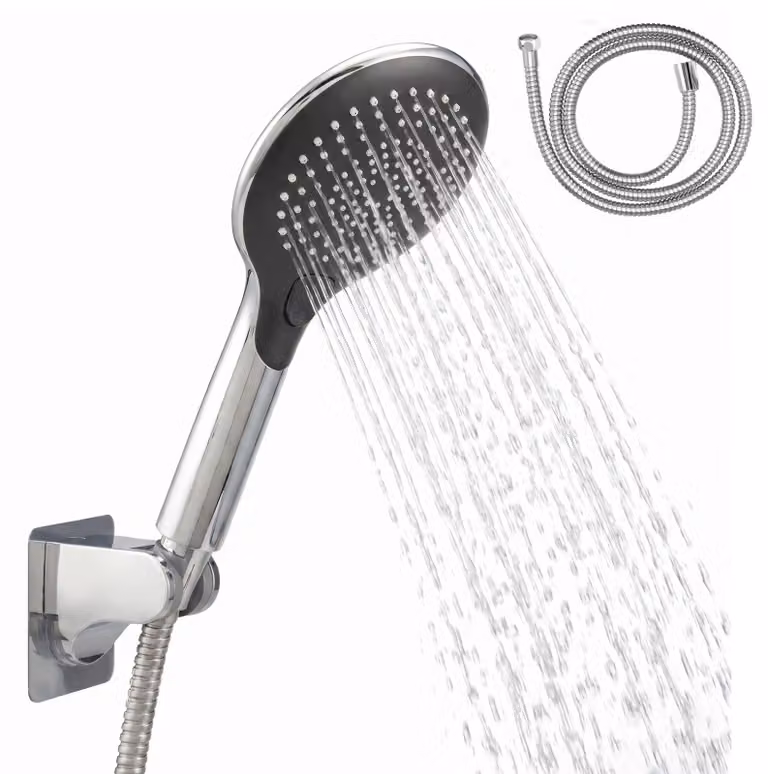 Set di soffioni doccia eluno, completo di tubo flessibile e supporto a parete, colore nero