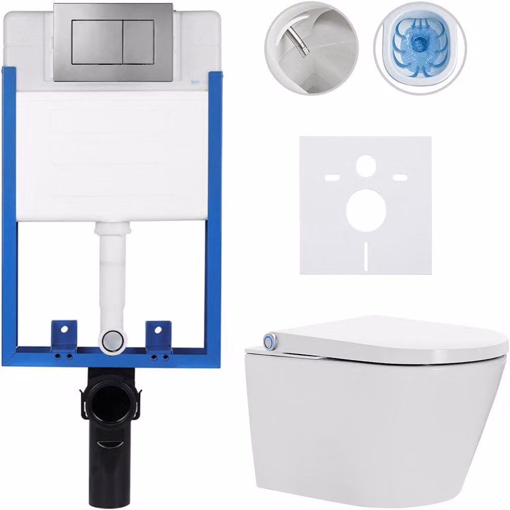 Set completo per WC Profi/Cronus Standard - bianco lucido - pulsante per WC Classic/grigio scuro - da incasso - 59,3x38,4 cm