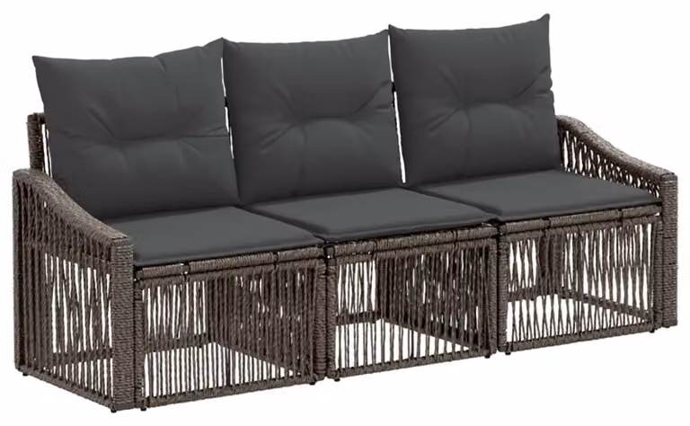Set da giardino composto da 3 pezzi, colore grigio, realizzato in rattan sintetico