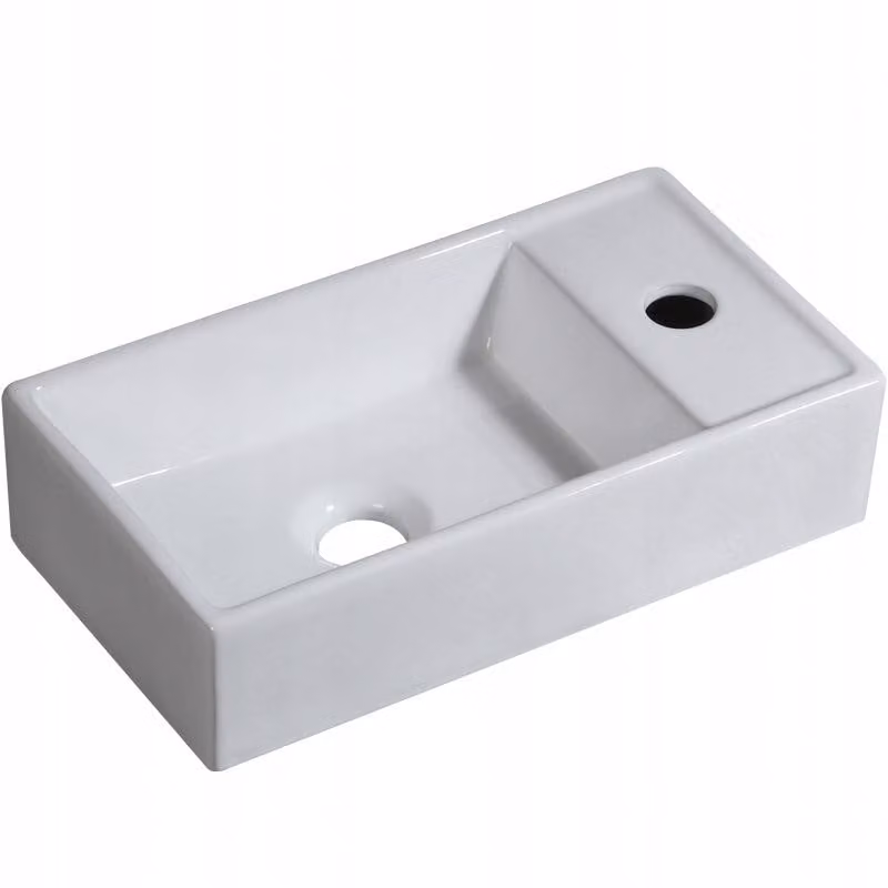Lavabo rettangolare in Vetroceramica bianca su piano 40x22 cm