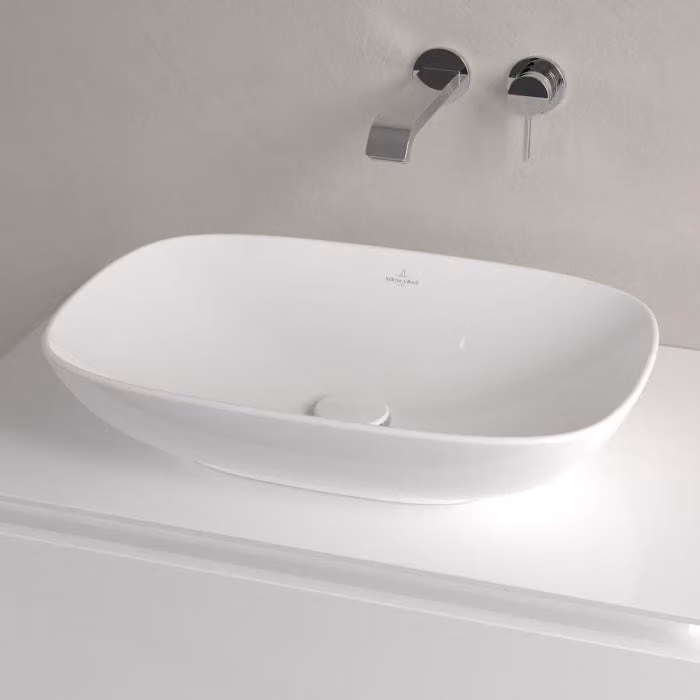 Villeroy & Boch Loop&Friends - Lavabo da appoggio, 560x380 mm, senza sfioratore, CeramicPlus, bianco alpino 4A4901R1