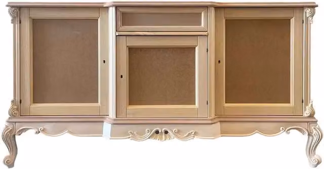 Credenza classica barocca in legno di faggio grezzo con 3 porte e 1 cassetto Mobili 2G L: 174 cm, P: 60 cm, H: 92 cm – 3