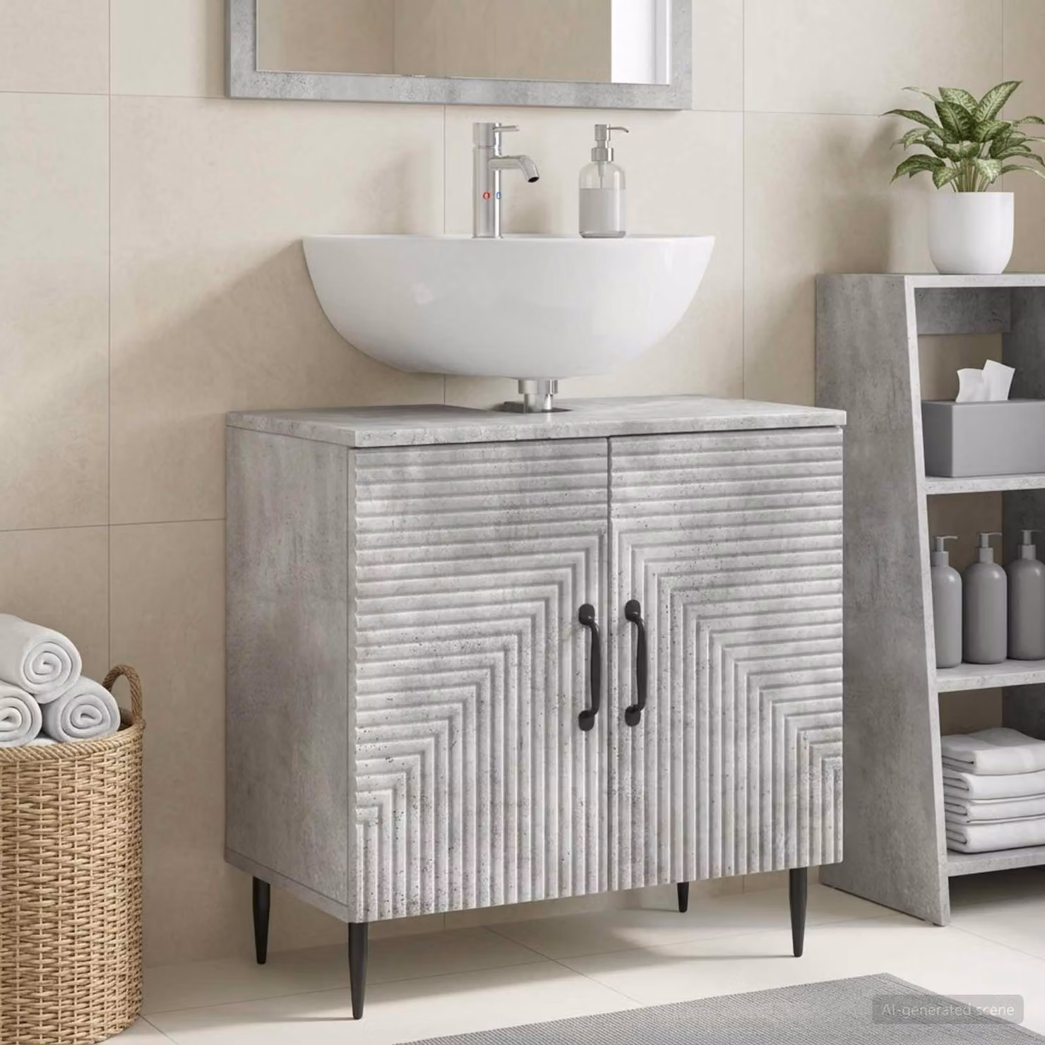vidaXL Armadio per Lavabo da Bagno HAARLEM Moderno Grigio e Nero