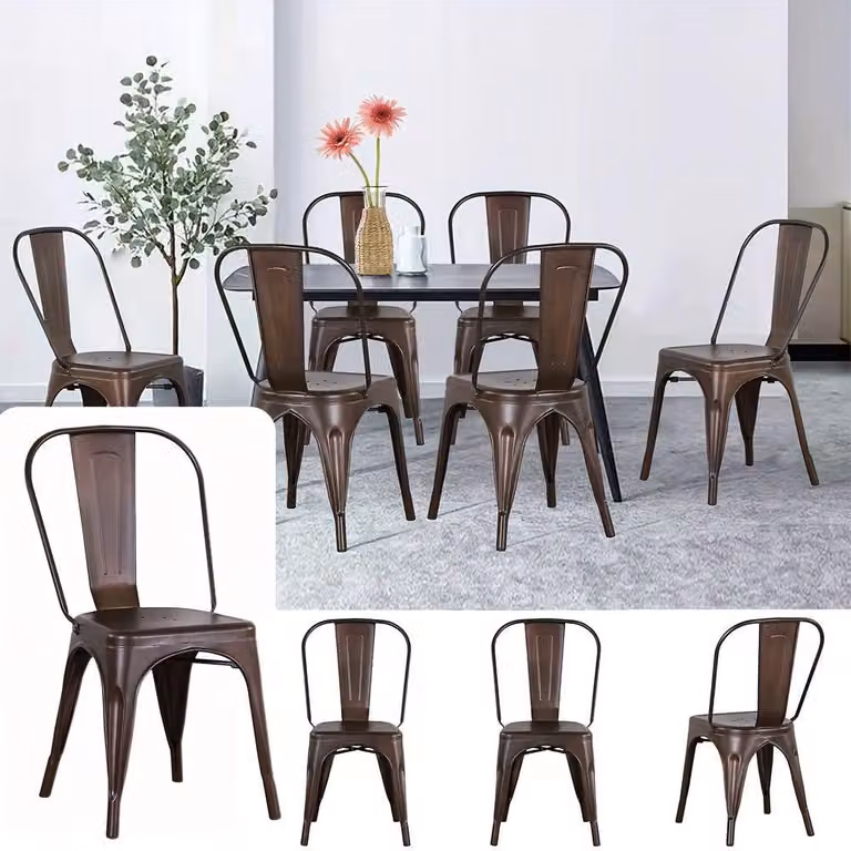 Set di 4 sedie in metallo - Sedie da pranzo in stile industriale con schienale removibile, ideali per cucina e bar
