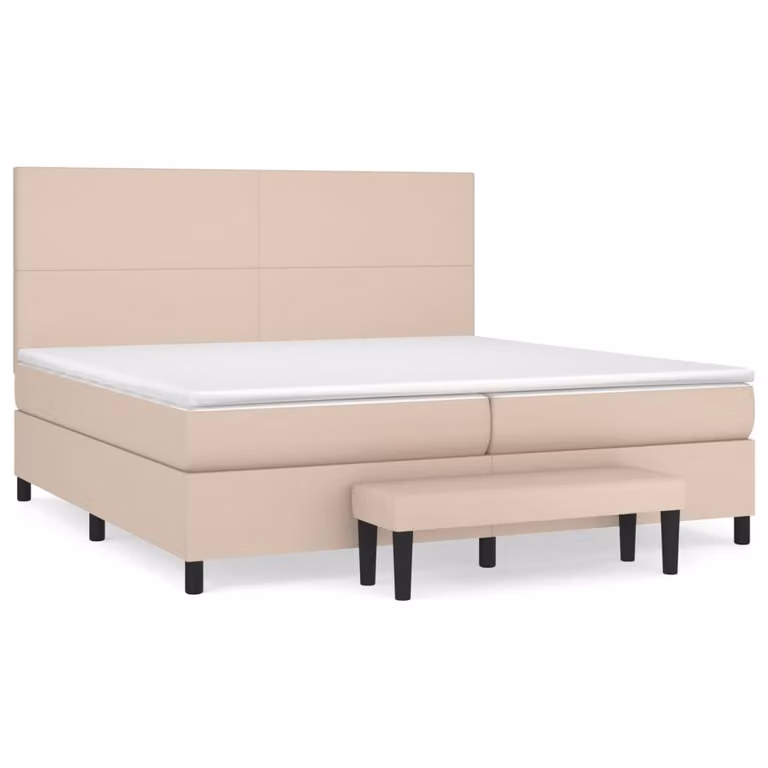 Giroletto a Molle con Materasso Cappuccino 200x200cm Pelle finta
