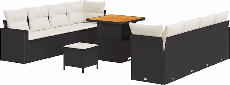Set Divano da Giardino 11 pcs Nero polyrattan