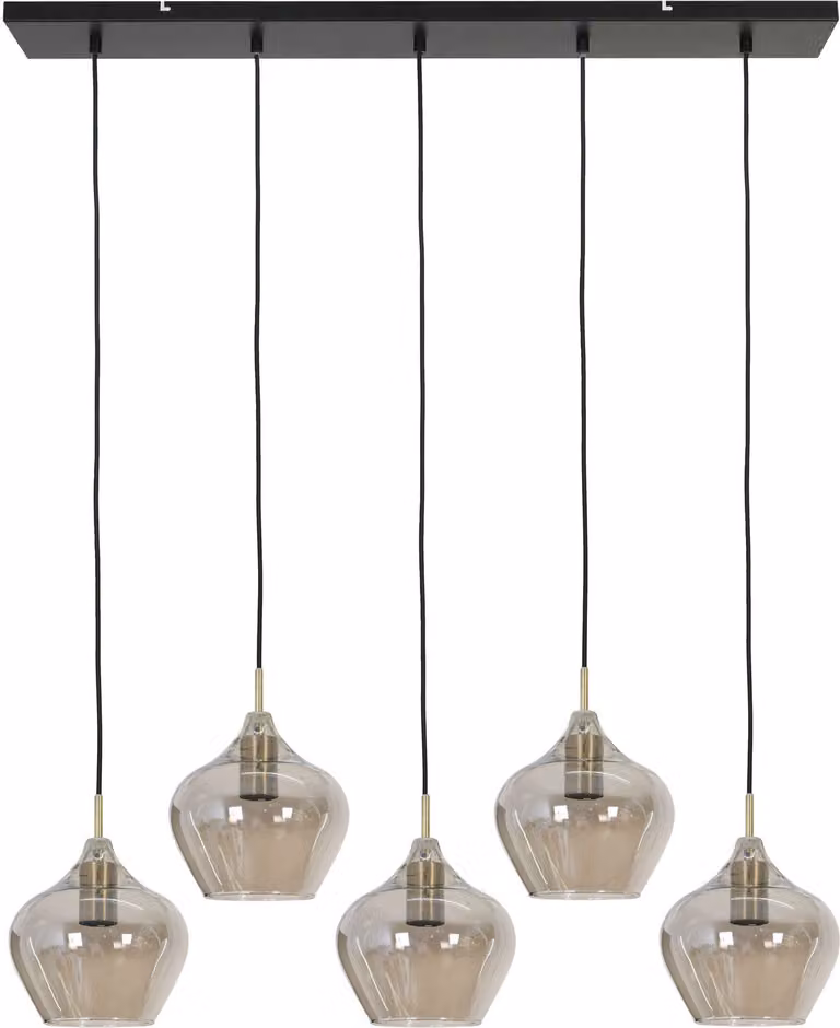 Lampada a sospensione - bronzo - RAKEL - vetro vetro fumé - lampada di design - E27 - 2937627 - Light & Living