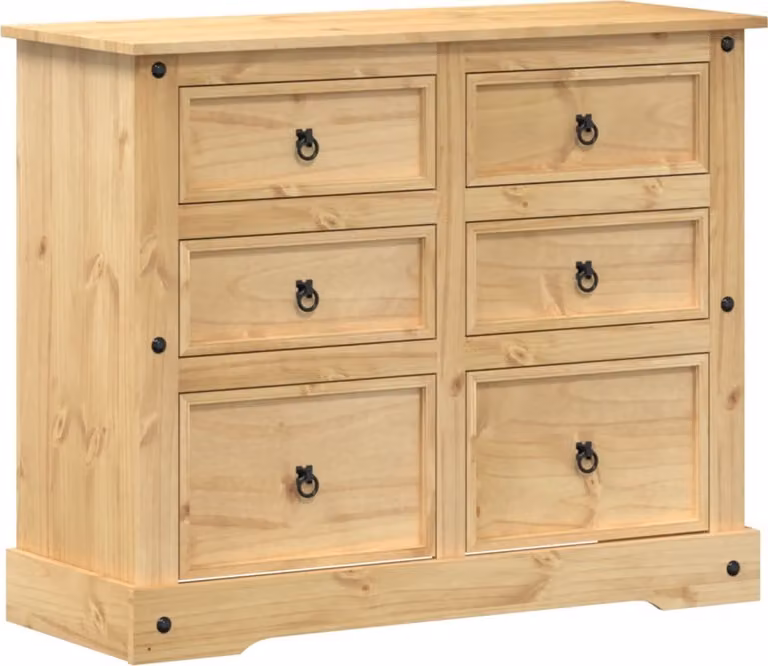 Cassettiera 110x43x91 cm in Legno Massello di Pino