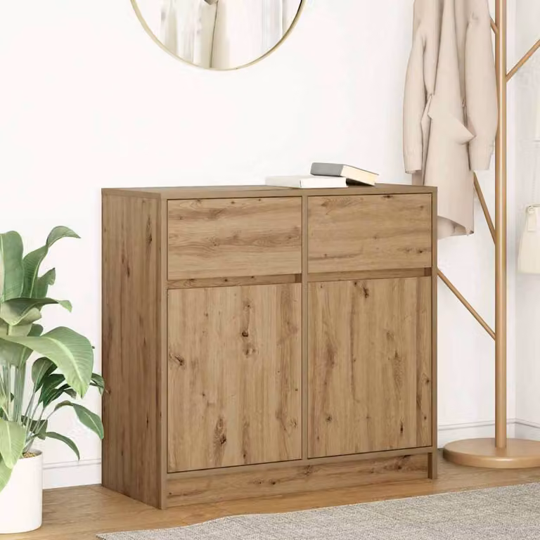 Credenza con cassetto vidaXL in stile moderno, colore rovere marrone, L 80 cm x P 34 cm x H 76 cm