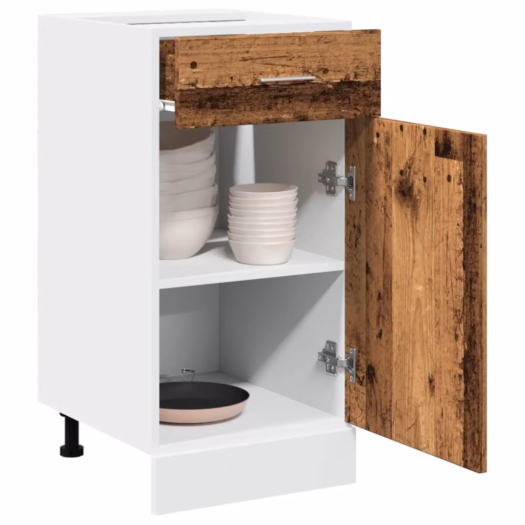 Mobile con Cassetto Lyon vidaXL in Legno Antico Marrone e Bianco L/P/H: 40 x 46 x 81,5 cm