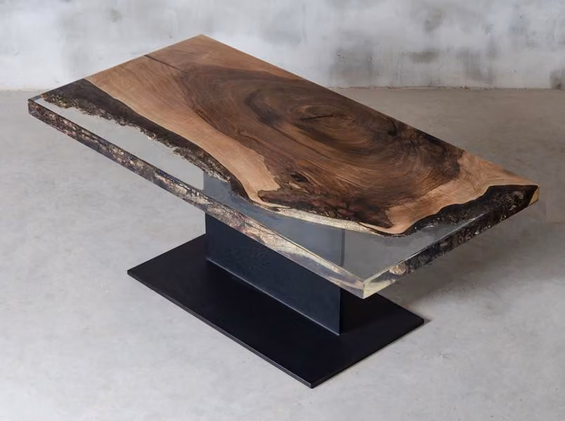 Rechteckiger Epoxidharz Tisch Exklusiver Harz Couchtisch Edle Möbel